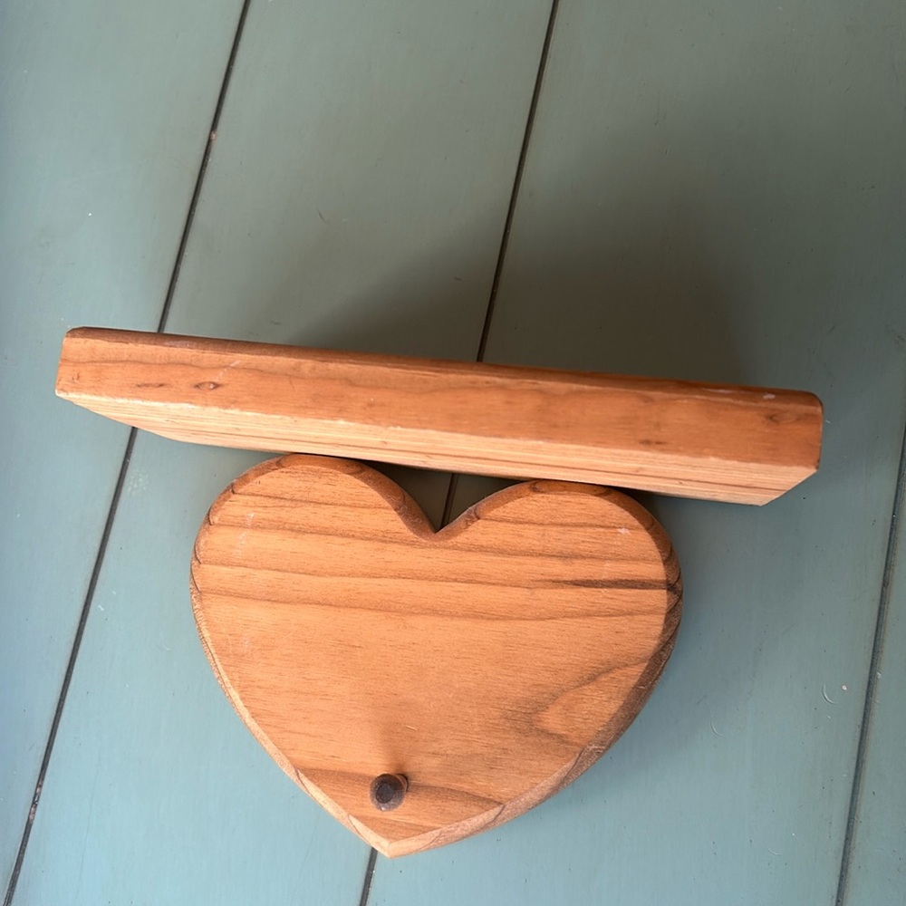 Vintage Wooden Heart Shelf - Handmade